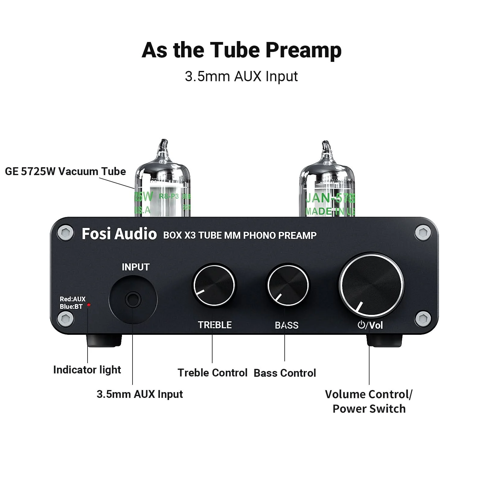 Fosi Audio Box X3 Bluetooth Vacuum Tube Phono Preamp - Image 5