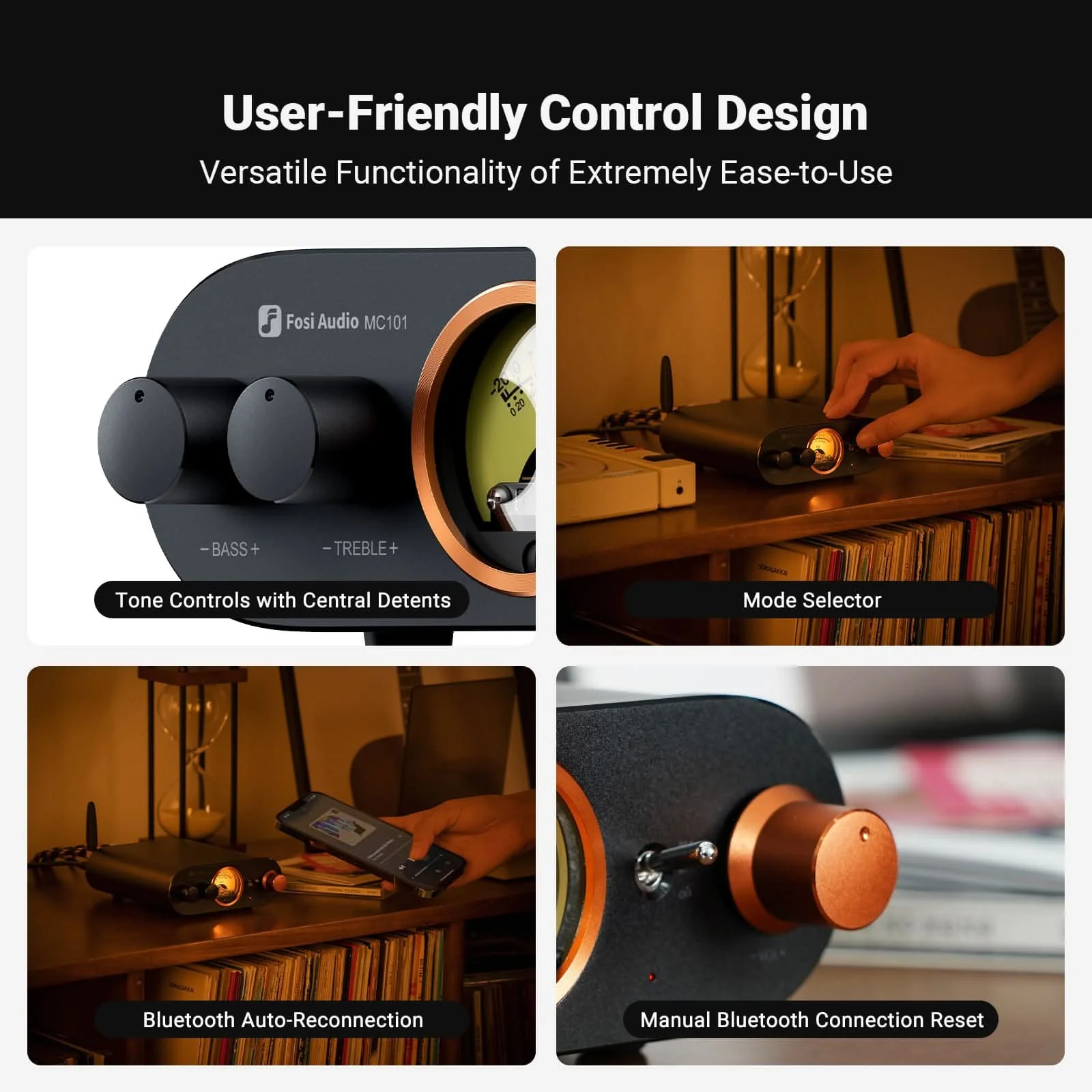 Fosi Audio MC101 VU Meter Stereo Amplifier - Image 7